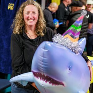 Claire with shark
